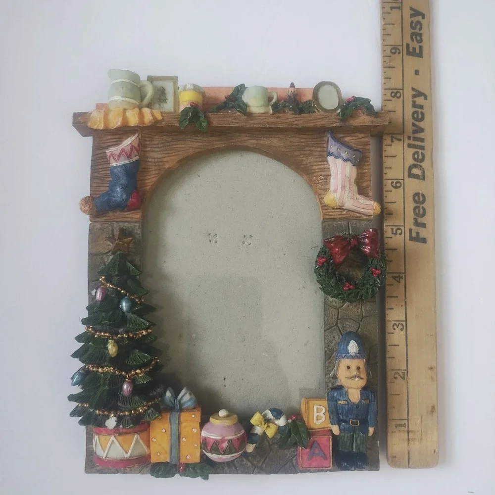 Christmas Fireplace Mantle Picture Frame Nostalgic Traditional Christmas